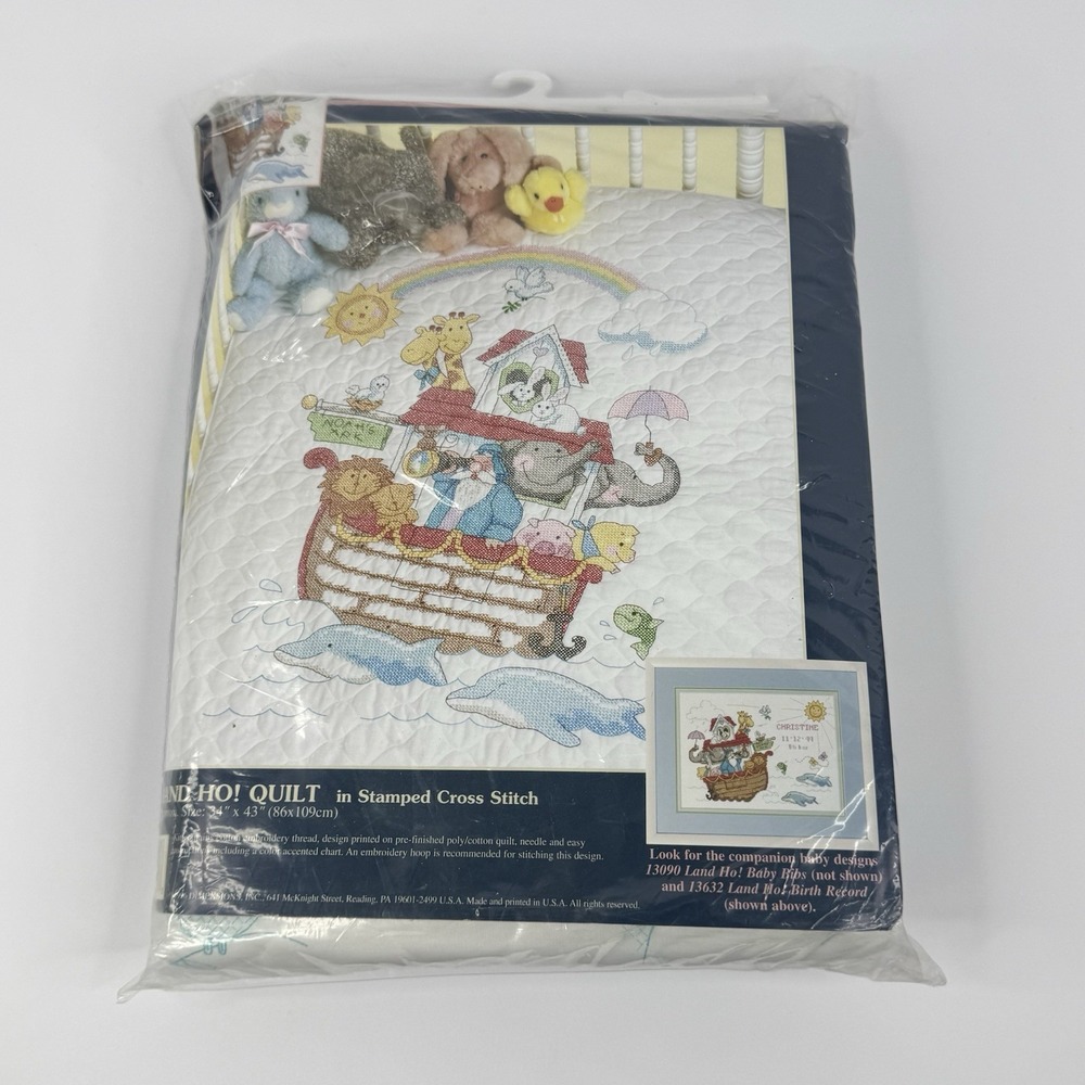 VTG 1996 Sunset Land Ho! Quilt Stamped Cross Stitch Kit #13089 34" x 43" NIP